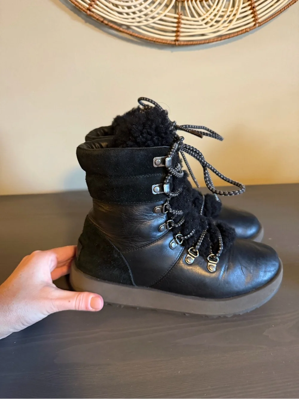 UGG Viki Black Lace-Up Winter Waterproof Winter Boots